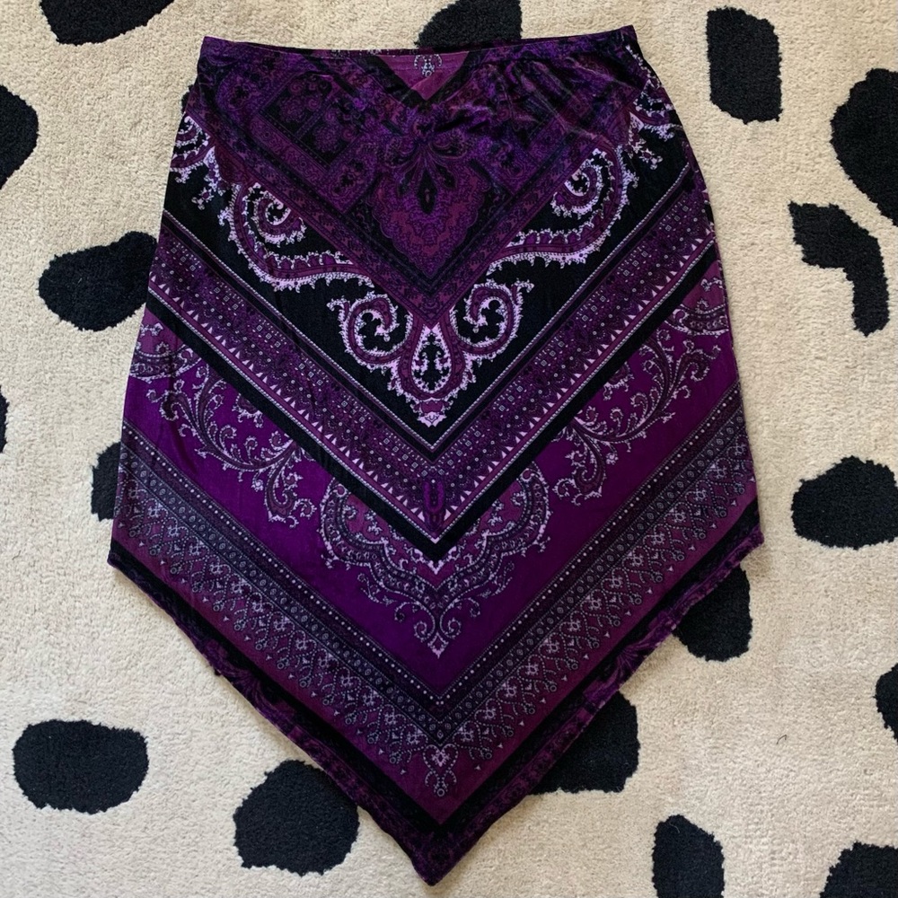 🚫SOLD•E✝️SY🚫 Vintage Velour Asymmetrical Paisley Purple Skirt - Picture 2 of 9